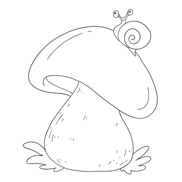 Orman mantar. Yenilebilir mantar beyaz. Boyama kitabı vektör izole.