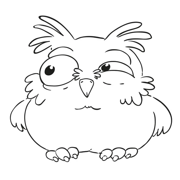 Humour personnage de dessin animé hibou. Livre de coloriage vectoriel. Contour sur fond blanc . — Image vectorielle