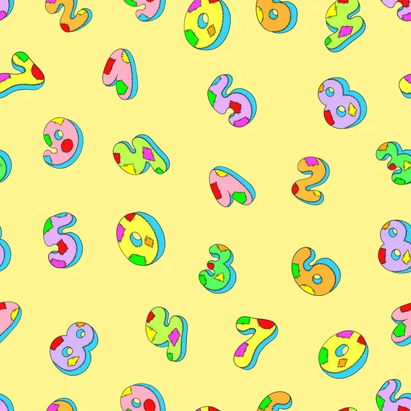 Sorunsuz model numarası. Sarı bir arka plan üzerinde renkli numaraları. İzole vektör.