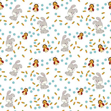 Dikişsiz desen Bunny ve arı