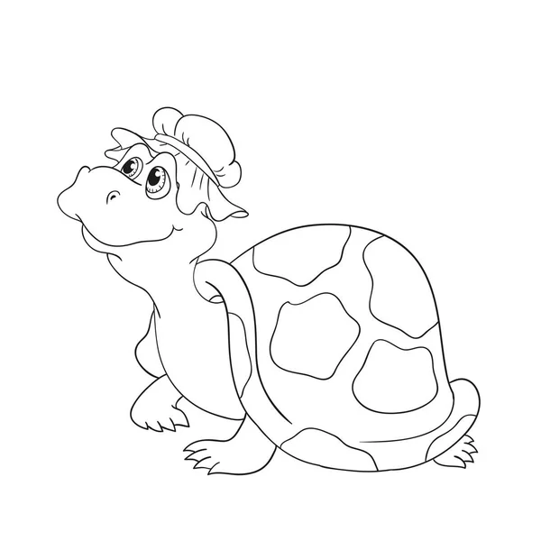 Мультяшна черепаха. Чорно-біла Векторна ілюстрація для розмальовки — стоковий вектор