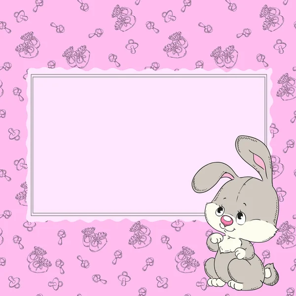 Linda Tarjeta Felicitación Con Bunny — Vector de stock