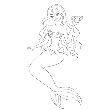 Çizgi film deniz kızı boyama kitabı