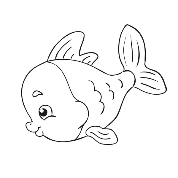 Petit poisson. contour noir pour livre à colorier. Contour vectoriel . — Image vectorielle