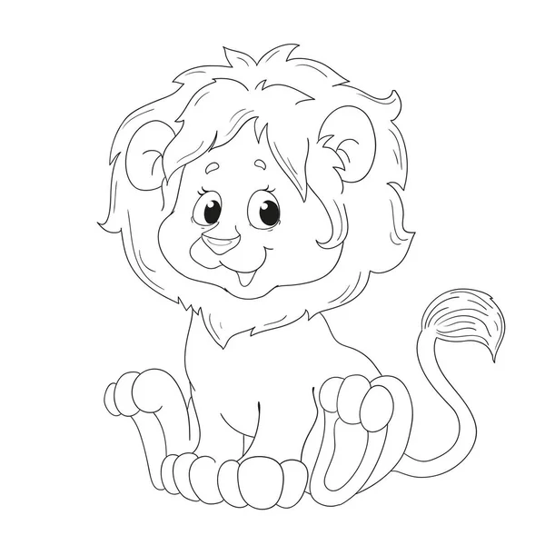 Mignon lion de dessin animé. Livre de coloriage page . — Image vectorielle