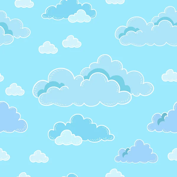 Patrón inconsútil de cielo y nubes. vector de dibujos animados . — Vector de stock