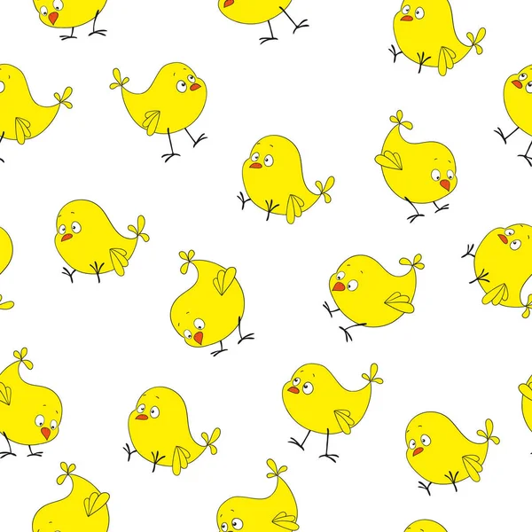 Vzor bezešvé žlutých kuřat — Stockový vektor
