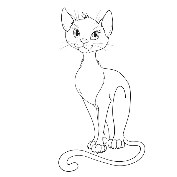 塗り絵の本のための漫画猫 — ストックベクタ