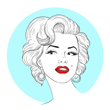 1 Şubat 2017: Marilyn Monroe portresi bir vektör çizim. Karikatür portre izole, vektör yazı işleri.