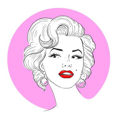 MARCH 1, 2017: A vector illustration of a portrait of Marilyn Monroe. Cartoon portrait isolated, vector editorial. clipart