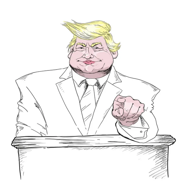 2 DE MARZO DE 2017: Retrato vectorial de Donald Trump. President of the U.S.A. Editorial vector. Trump, político, presidente, multimillonario . — Vector de stock