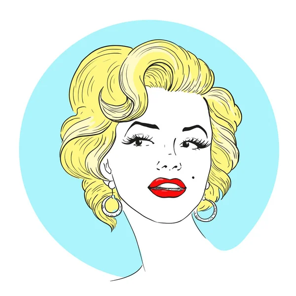 MARCH 1, 2017: A vector illustration of a portrait of Marilyn Monroe. Cartoon portrait isolated, vector editorial. Vector Graphics