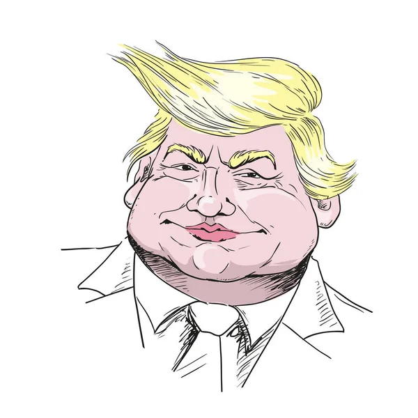6 mars 2017: Vector porträtt av Mr Donald Trump. President i U.S.A. redaktionella vektorillustration. — Stock vektor