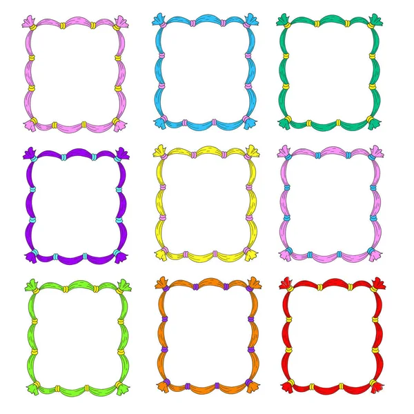 Çerçeve kümesi. Çerçeve şablonları çok renkli. Kare şeritler. Beyaz arka plan üzerinde izole vektör.