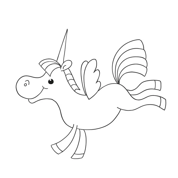 Ciudat Unicorn Pentru Cărți Colorat Vector Cal Zână Ilustrație Doodle — Vector de stoc