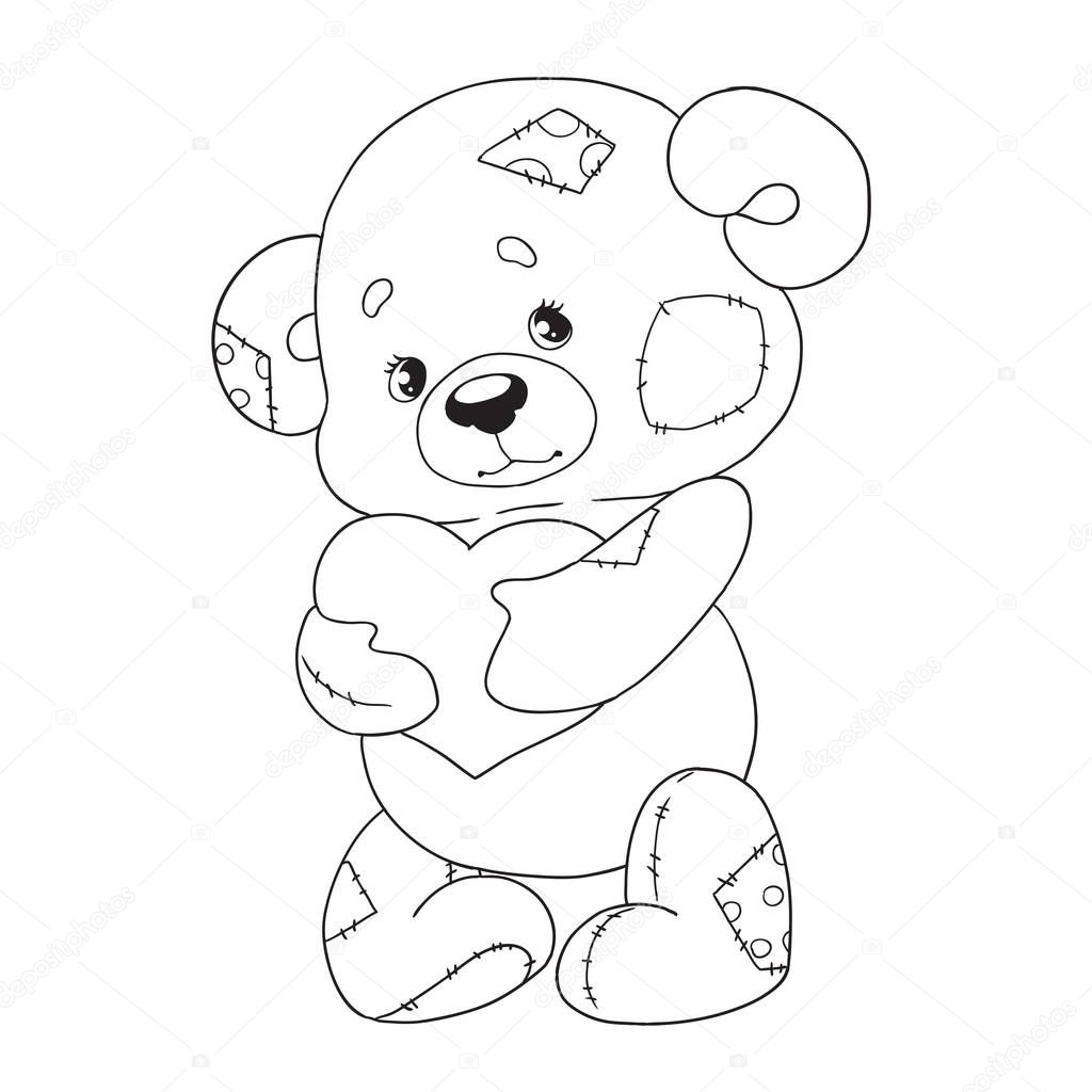 Animado: oso con corazon para colorear | Peluche de personaje de