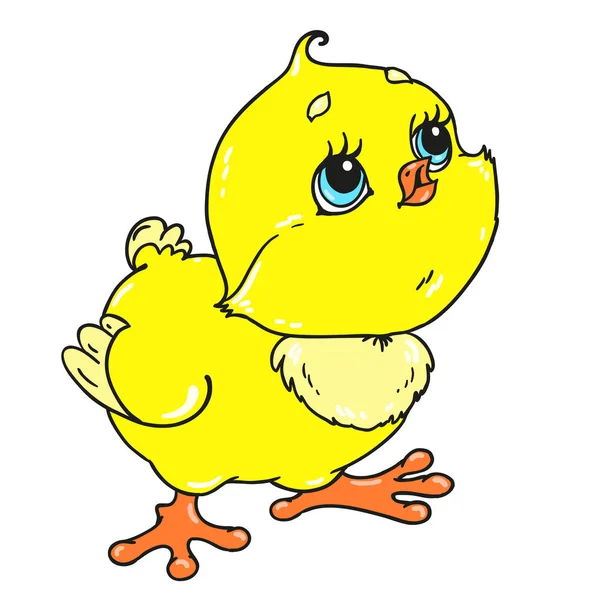 Gullig Tecknad Karaktär Chick Vector Isolerad Vit Bakgrund — Stock vektor