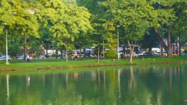 Morgon scen i Lumpini Park, Bangkok — Stockvideo