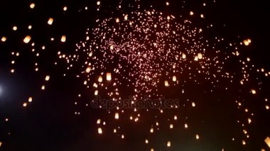 (4k)Sky fener festivali (yee peng lanna)Chaing Mai, Tayland