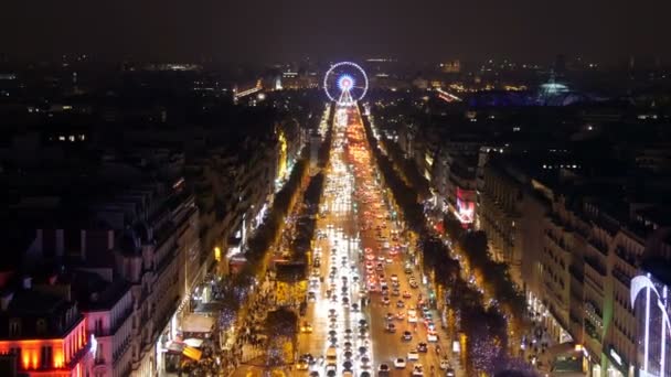 Iluminação na avenida Champs-Elysees — Vídeo de Stock