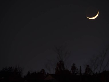 Hilal earthshine (ay'nın yaşında 3.8) (Tokyo, Japonya-Aralık 3, 2016)