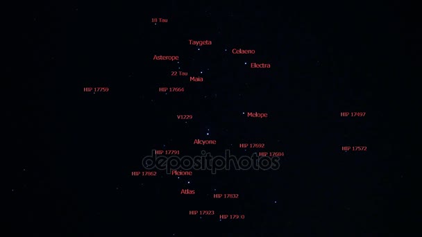 Filmul 4K The Pleiades Star Cluster or the Seven Sisters — Videoclip de stoc