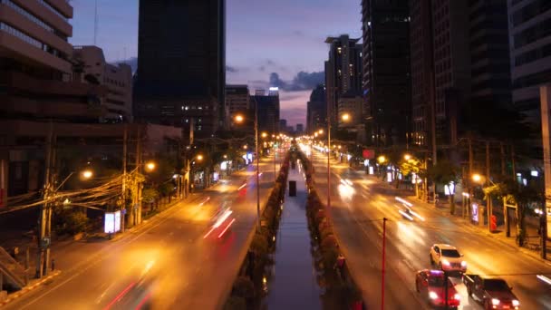 Sathorn road in the dawn — Stock Video