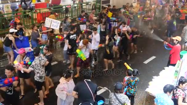 Songkran water festival at Silom road — Stock Video
