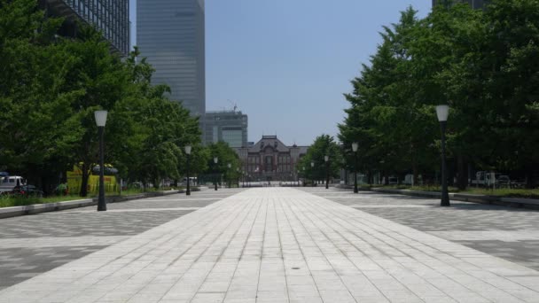 Tokyo, Japan-juli 15, 2017:Gyoko-dori street ansluta Tokyo station och det kejserliga palatset — Stockvideo