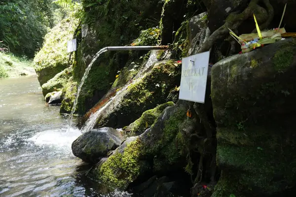 Víz esetében tisztítása rituális Pura Tirta Sudamala, Bangli, Bali — Stock Fotó