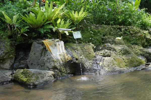 Víz esetében tisztítása rituális Pura Tirta Sudamala, Bangli, Bali — Stock Fotó