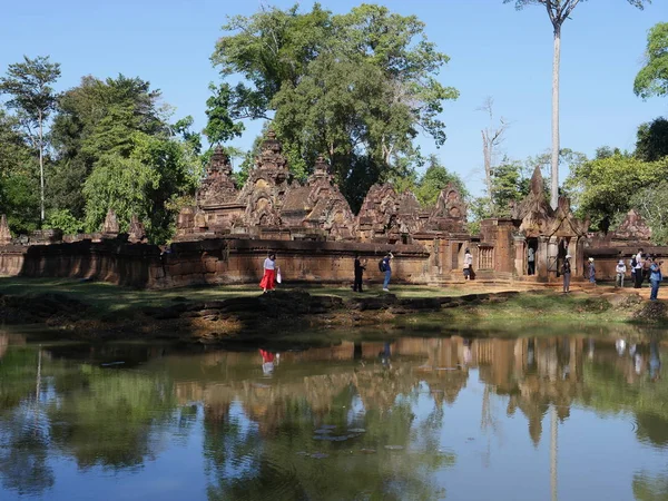 Siem Reap Kambodża Grudzień 2017 Banteay Srei Słynie Jego Zawiłe — Zdjęcie stockowe