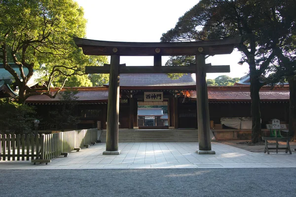 Tokio Japonia Styczeń 2018 Zachodnia Brama Sanktuarium Meiji Jingu Przybytek — Zdjęcie stockowe