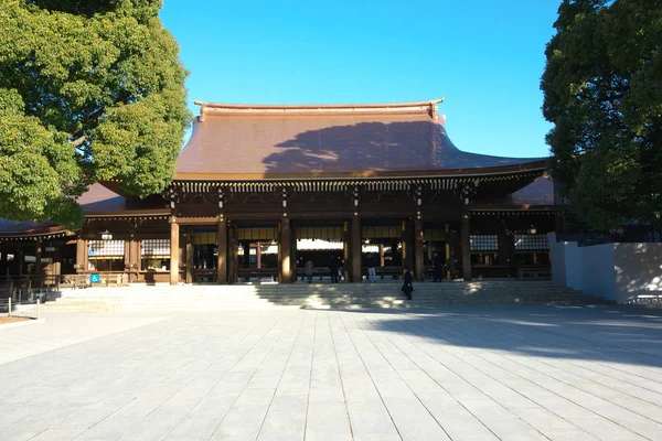 Tokio Japón Enero 2018 Edificio Principal Del Santuario Meiji Jingu — Foto de Stock