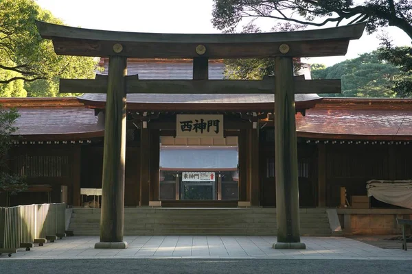 Τόκιο Ιαπωνία Ιανουάριος 2018 Δυτική Πύλη Του Ιερού Της Ιερό — Φωτογραφία Αρχείου