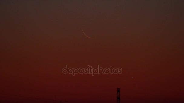 Tokyo Giappone Gennaio 2018 Luna Magra Età Della Luna Sorge — Video Stock