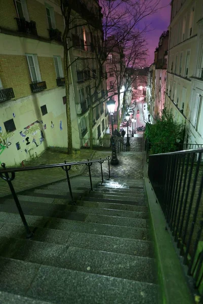 Paris France Janvier 2018 Longues Marches Pierre Mouillées Rue Chappe — Photo