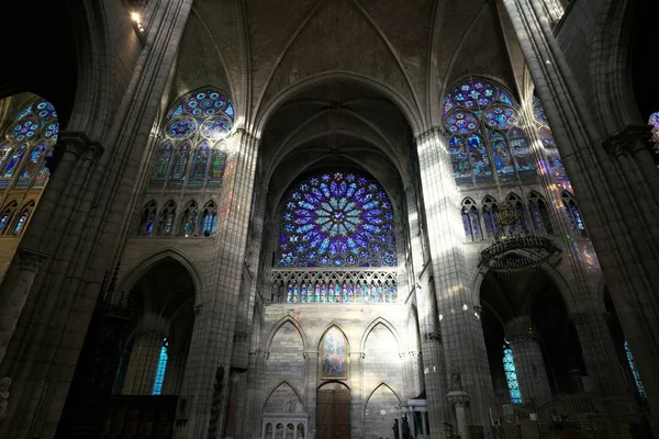 Paris France Janvier 2018 Vitrail Basilique Saint Denis Architecture Gothique — Photo