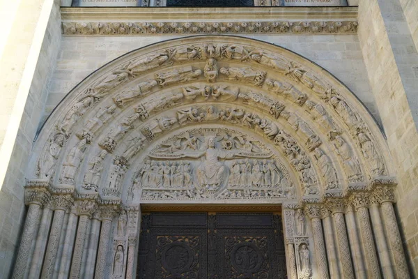 Paris França Janeiro 2018 Tímpano Tímpano Basílica Saint Denis Uma — Fotografia de Stock