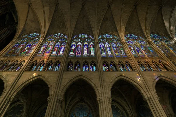 Paris France Janvier 2018 Vitrail Basilique Saint Denis Architecture Gothique — Photo