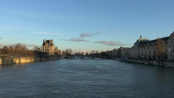 Παρίσι Γαλλία Ιανουαρίου 2018 View Του Ποταμού Saine Από Leopold — Αρχείο Βίντεο