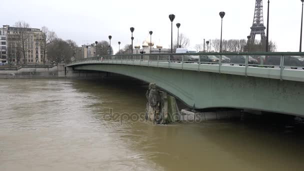 Paris Franciaország Január 2018 Párizs Emberek Mérik Árvíz Veszélyét Figyelésével — Stock videók