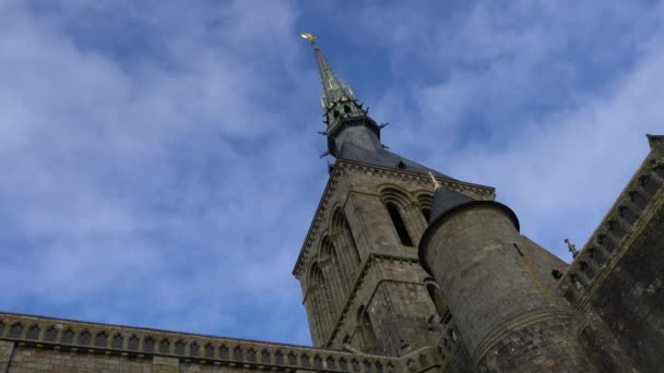 Normandie France January 2018 Tower Mont Saint Michel Viewed Reception — стоковое видео