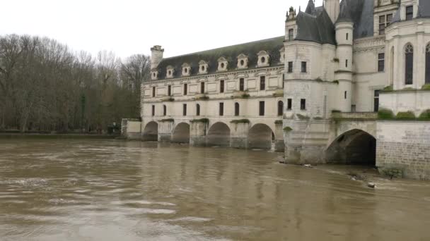 Луар Шер Франція Січень 2018 Брудна Вода Річці Шер Працює — стокове відео