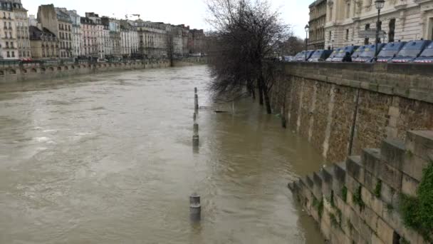 Paris Frankrijk January 2018 Uitzicht Rivier Seine Linkeroever Rive Gauche — Stockvideo