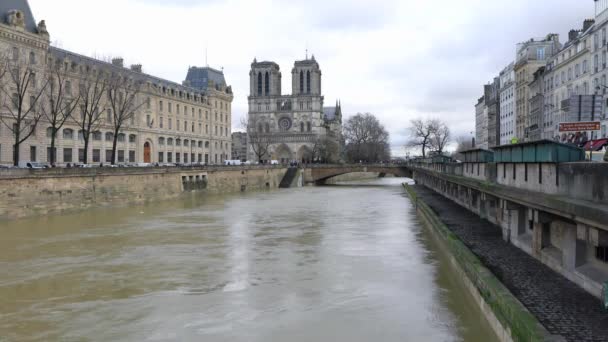 Paříž Francie Leden 2018 Pohled Notre Dame Paris Řeku Seinu — Stock video