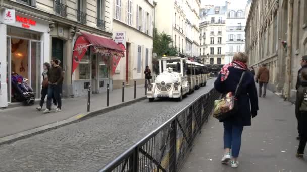 Paris Francja Styczeń 2018 Petit Train Samochód Dla Turystów Wokół — Wideo stockowe