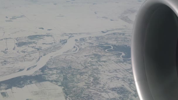 Rússia Janeiro 2018 Campos Rios Congelados Vistos Avião — Vídeo de Stock