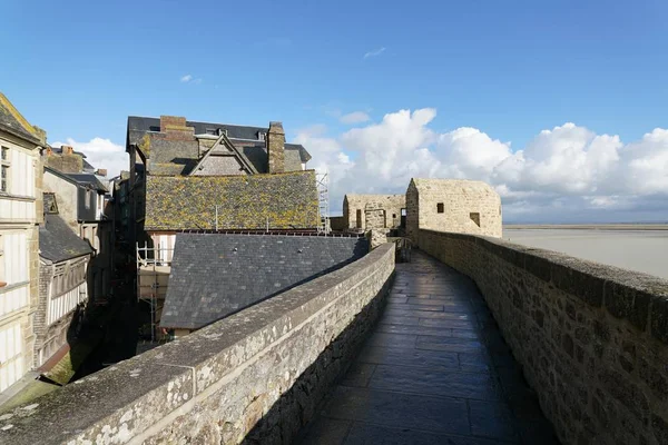 Normandie France Janvier 2018 Rampart Mont Saint Michel — Photo