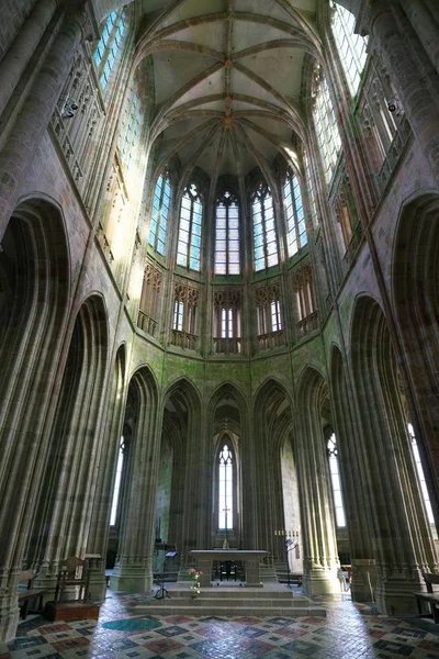 Normandía Francia Enero 2018 Interior Iglesia Abadía Mont Saint Michel —  Fotos de Stock